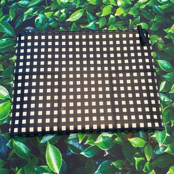 NWT Tory Burch Navy & Cream Gingham Clutch